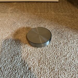 ^ Set Of 6 Silver 4 In Diameter Coasters In Base